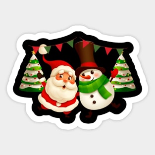 Santa and Snowman Sticker